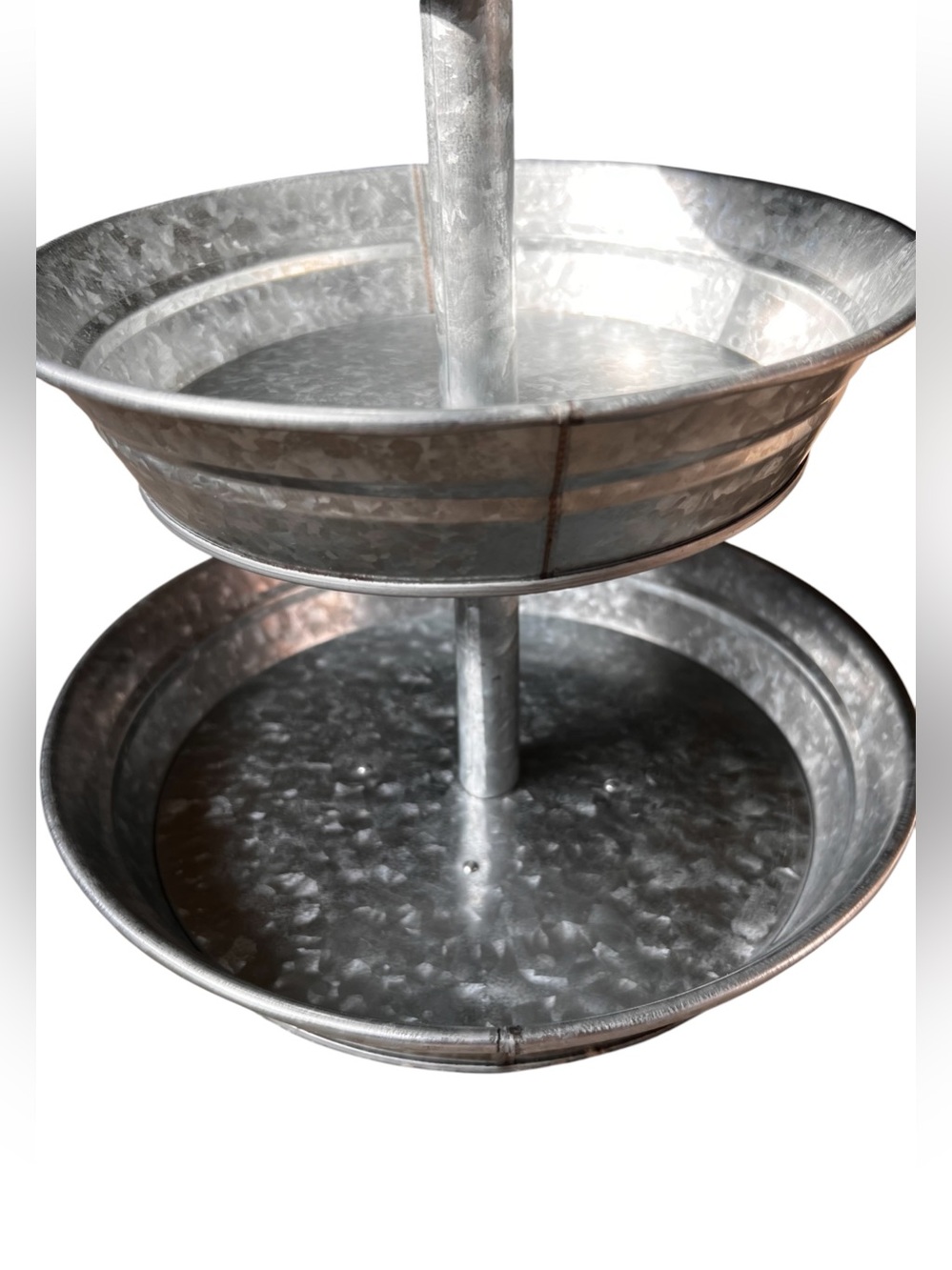Galvanized Three Tiered Serving Stand - 3 Tier Metal Tray Platter - Picture 7 of 13